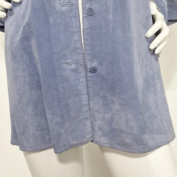 Women's Blue Leather Jacket - Picture 3 of 10